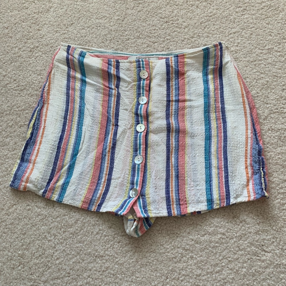3/$30:Forever 21 button & striped linen skort sz M